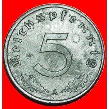 Ⰶ SWASTIKA 1940-1944: GERMANY ★ 5 PFENNIGS 1943A PRUSSIA! ★LOW START★NO RESERVE