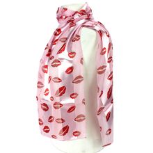 Scarf - Silk Feel Touch - Black w/ Pink Lips - SF-ON2018PK-RD