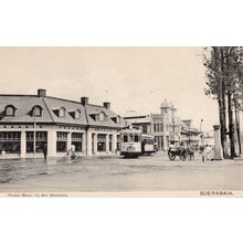 Passer Besar Soerabaja Bus Tram at Stadstuin Indonesia Old Postcard