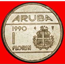 Ⰶ NETHERLANDS (1986-2013): ARUBA ★ 1 FLORIN 1990! BEATRIX★LOW START★NO RESERVE