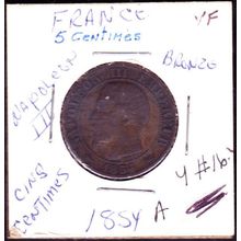 1854 A France 5 Centimes Coin