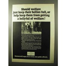 1970 Hammermill Bond Paper Ad - Bellyful of Welfare