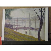 THE BRIDGE AT COURBEVO by Georges Seurat . used vintage postcard Pallas Galler /