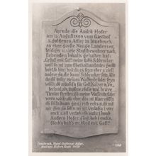 Andreas Hofers Hotel Goldener 1558 Gravestone Innsbruck Austria RPC Postcard