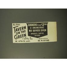 1954 Tavern on the Green Restaurant Ad - Dinners from $2.50