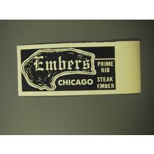 1960 Embers Restaurant Advertisement - Embers Chicago Prime Rib Steak