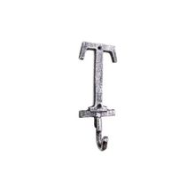 Pack Of 2] Rustic Silver Cast Iron Letter T Alphabet Wall Hook 6""
