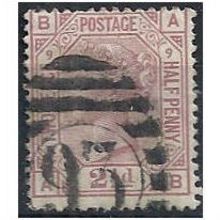 1877 SG141 2 1/2d Rosy-Mauve Plate 9 Good Used Check Letters "AB". No 95 Cancel.