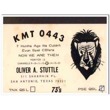 kmt-0443 oliver stuttle san antonio 1960s cb qsl vintage postcard1