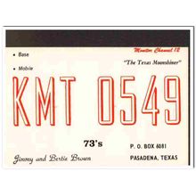 kmt-0549 jimmy brown pasadena texas 1960s cb qsl card vintage postcard