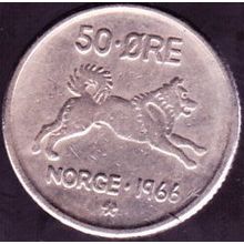 1966 Norway 50 Ore Coin