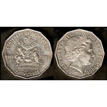 Australia Fifty Cents 2001 Used Coin 50c Federation Norfolk Island QE II