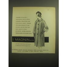 1959 I. Magnin Prince Mills La Finessa Cashmere 4-Button Coat Advertisement