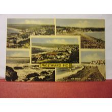 multiview, WESTWARD HO! DEVON . used vintage postcard 1968? pm =
