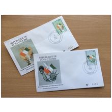 Côte d'Ivoire 1992 FDC Indépendance Statue Liberté Unabhängigkeit Mi. 1075-1076