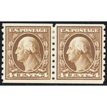 395, Mint HR VF 4¢ Coil Pair SCV $155 - Stuart Katz