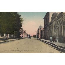 Costado Sur Plaza O'Higgins Chillan Chile Rare Antique Postcard