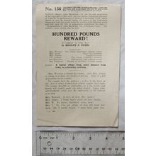 Vintage: Hundred Pounds Reward! , A one-act comedy by Kelsley D. Evans