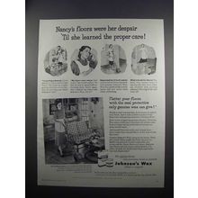 1951 Johnson's Wax Ad - Nancy's Floor Were Her Despair