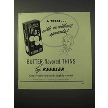 1951 Keebler Butter-Flavored Thins Cracker Ad - a Treat
