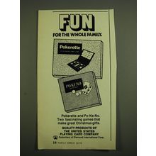1972 United States Playing Card Advertisement - Pokerette and Po-ke-no Games