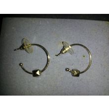 Fashion Women Earring pierced earrings hoop with sliding cube silver tone