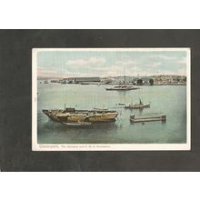 Postcard Devon Devonport HMS Devastation in port
