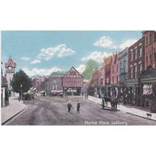 LEDBURY -MARKET PLACE . PRINTED POSTCARD. ED516