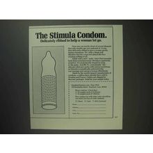 1975 Stimula Condom Ad - Ribbed To Help a Woman Let Go