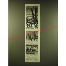 1951 French Government Tourist Office Ad - From Alps to Riviera Winter sports