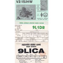 Sierra Leone West Africa Antigua 3x Amateur Radio QSL Card s