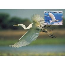 White Heron Bird New Zealand Postcard First Day Cover