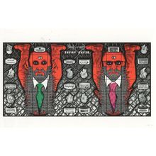 Gilbert & George Beard Aware Security Advertising Painting Postcard