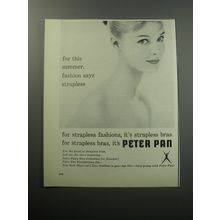 1957 Peter Pan Strapless Bra Ad - For this summer, fashion says strapless