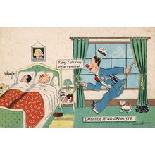 Drunk Father Arrives Home French Antique Comic Postcard