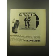 1960 Kapp Records Album Ad - Songs of the Exodus by Hillel and Songs of Galilee
