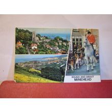 multiview, MINEHEAD, SOMERSET used postcard Colourmaster white horse =