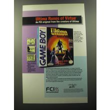 1992 FCI Ultima Runes of Virtue Video Game Advertisement