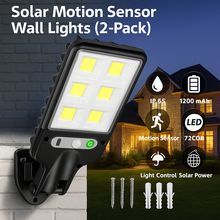 Solar Motion Sensor Wall Lights (2-Pack) | Waterproof LED Outdoor Security Light