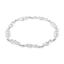 925 Sterling Silver Prong Set Diamond Accent Infinity Weave Link 7.25" Brace...