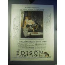 1921 Edison Mazda Lamps Ad - Makes Houses Homes