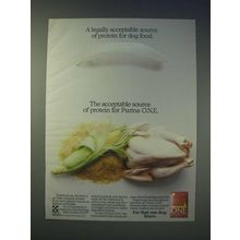 1989 purina One Dog Food Ad - A legally acceptable source of protein