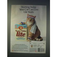 1989 Purina Tender Vittles lite Ad - Starting today, your cat can live lite