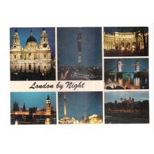 LONDON BY NIGHT.. multiview unused postcard by Colourmaster 1978 #