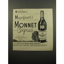1950 Monnet Cognac Ad - Matchless! Magnificent! Monnet Cognac