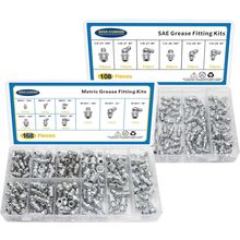 276 PCS SAE & Metric Grease Fittings Kit, Hydraulic Grease Zerks Fittings Standa
