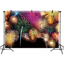 DASHAN 10X6.5Ft Fireworks Backdrop Happy New Year Photo Backdrop Labor Day Backd