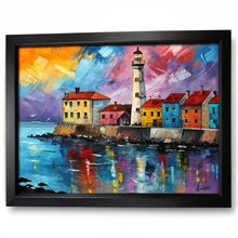 Lighthouse Wall Art Oil Style Landscape Oil Lighthouse Art Print Office Picture