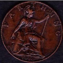 1914 Great Britain 1 Farthing Coin