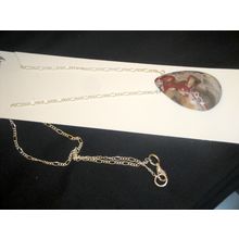 Fabulous crazy lace agate teardrop pendant on Figaro necklace healing stone